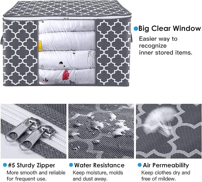 WISELIFE Storage Bags, Large Blanket Clothes Organization and Storage Containers - Image 5