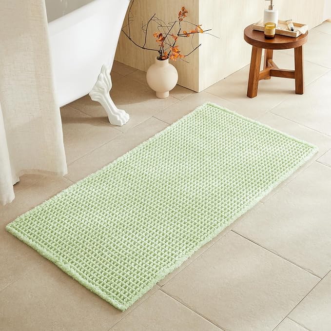 Waffle Bath Mat, Boho Bathroom Rugs Non Slip Washable Super Absorbent Quick Dry by TYUU