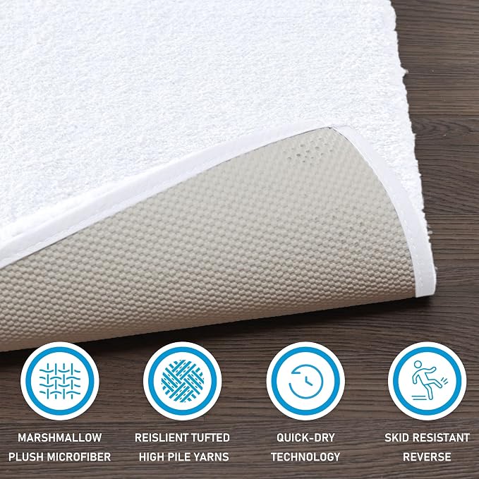 Madison Park Signature Marshmallow Bathroom Rug Non Slip, Luxrurious Plush Bath - Image 4