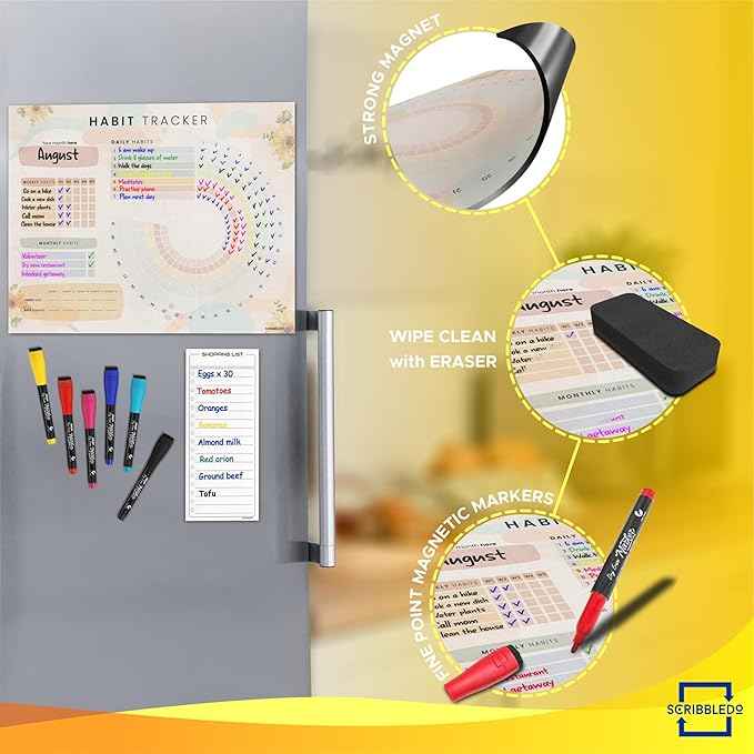 Habit Tracker Journal Workout Motivation Fridge Calendar Dry Erase 13” X 17”
