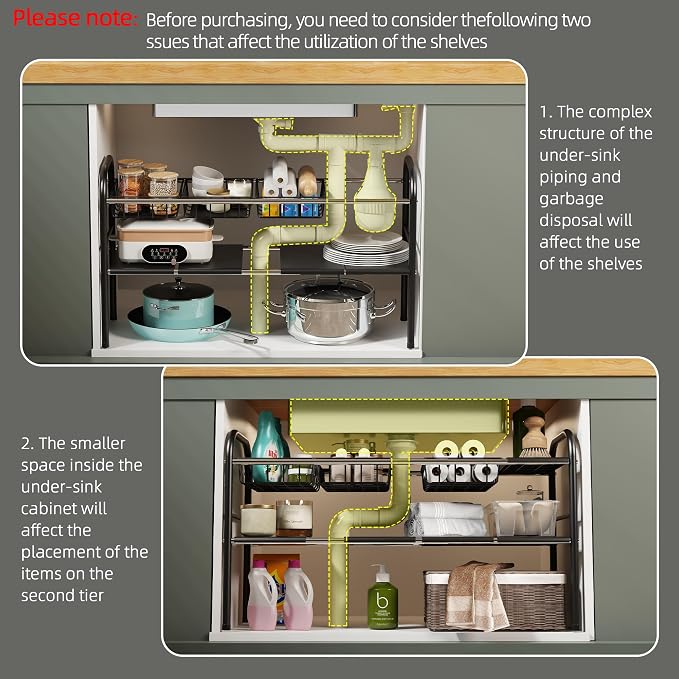 NETEL Under Sink Organizers and Storage, 2 Tier Expandable Under Cabinet - Image 2