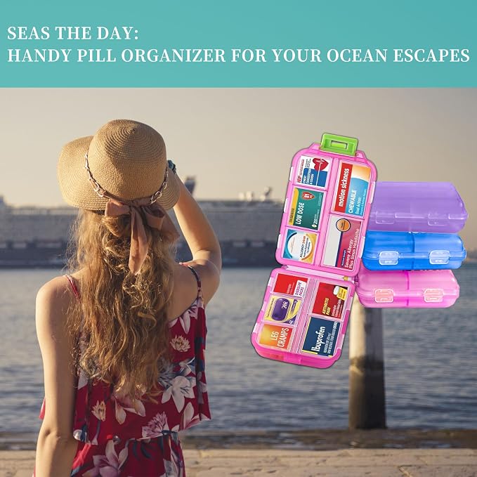 Pill Organizer with Medicine Labels, Travel Daily Pill Container, Mini - Image 4