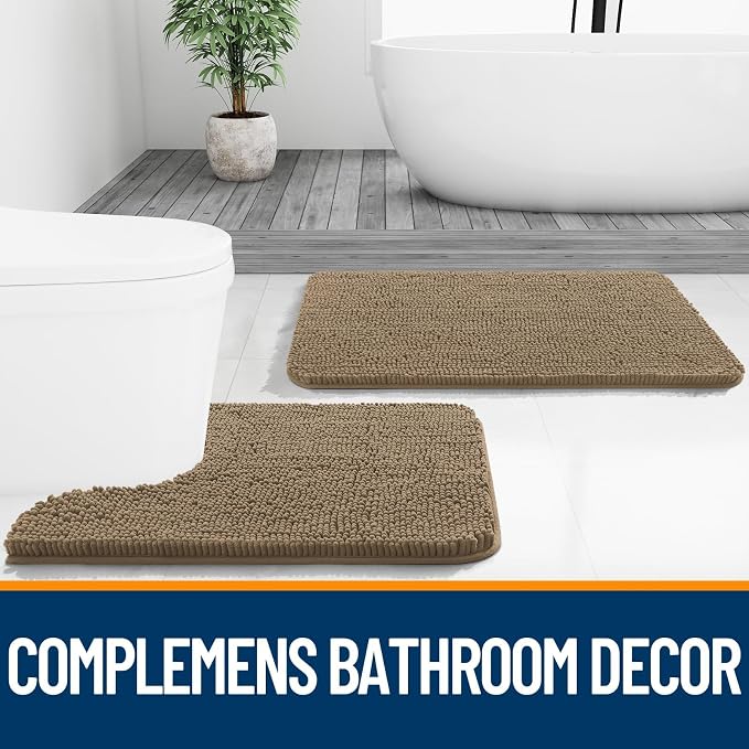 OLANLY Bathroom Rugs Sets 2 Piece, Soft Absorbent Chenille Bath Mats and - Image 6