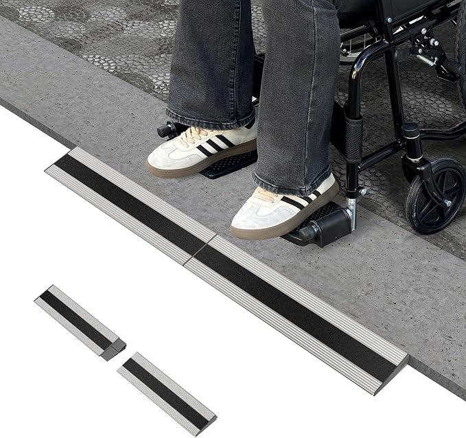 1" Rise Modular Threshold Ramp for Doorways, Stable Wheelchair Ramp for Home by Nuvium-Durablereliablereadyforanystep