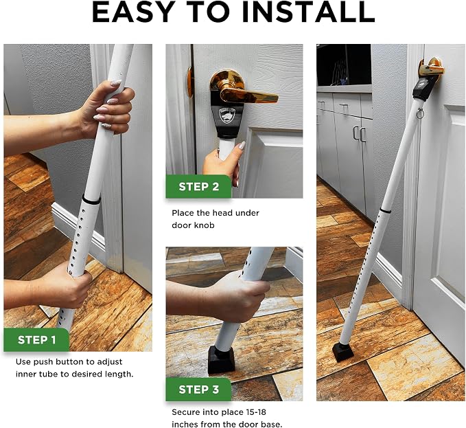 Sliding Door Security Bar, Door Jammer 2-in-1 Adjustable, Door Stoppers - Image 4