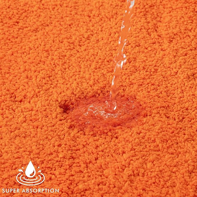 MIULEE Orange Bathroom Rugs Non Slip Bath Mat 24'' x 48'' Shaggy Soft Bath Rug - Image 3
