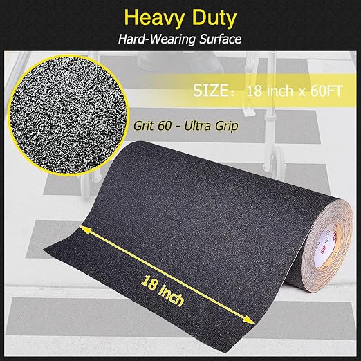 S&X Anti Slip Tape 18 Inch x 60 FT Roll, Grit 60, Extended Length Non-Slip Skid - Image 2