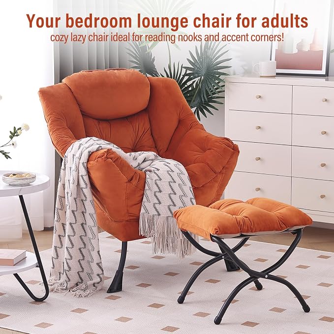 Lazy Chair with Ottoman, Modern Chair with Folding Footrest, Lounge Accent Chair - Image 6