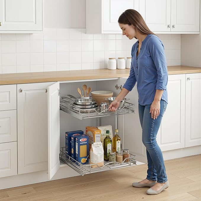 HOLDN’ STORAGE Two Tier Pull Out Cabinet Organizer, Individual Sliding Drawers - Image 9