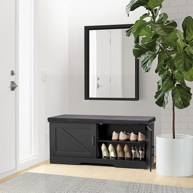 2-Tier Storage Bench, 39.4" Wide Shoe Bench - Image 2