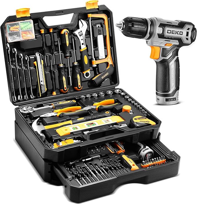 Tool Kit Box Drill Set：DEKOPRO Home Mechanic Toolbox by DEKOPRO