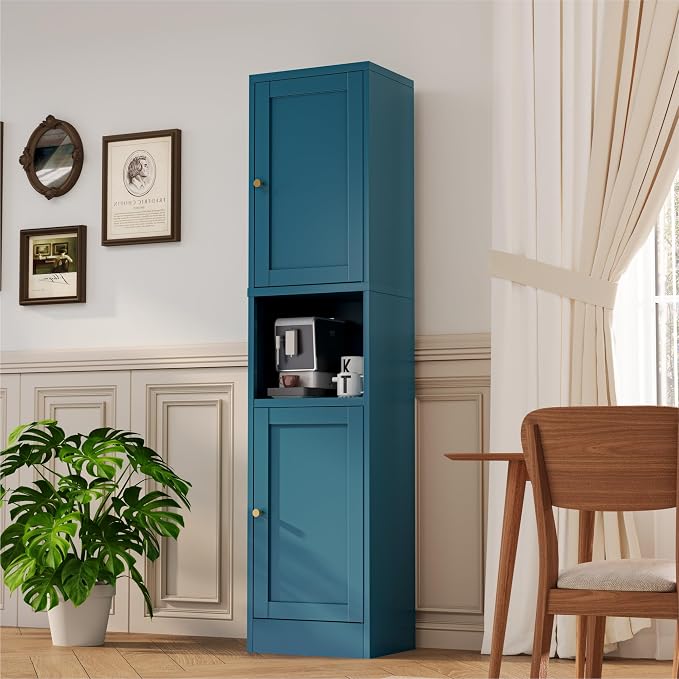 2-Door Metal Storage Cabinet, Tall Slim Pantry Organizer - Image 4