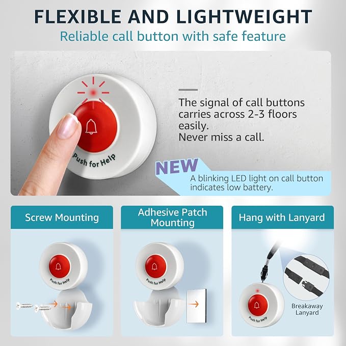 Caregiver Pager Call Button Wireless Call Bell Alert Buttons - Image 3
