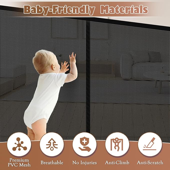 120" Retractable Baby Gate Extra Wide, Mesh Gate Long Child Gate Pet Gate - Image 8