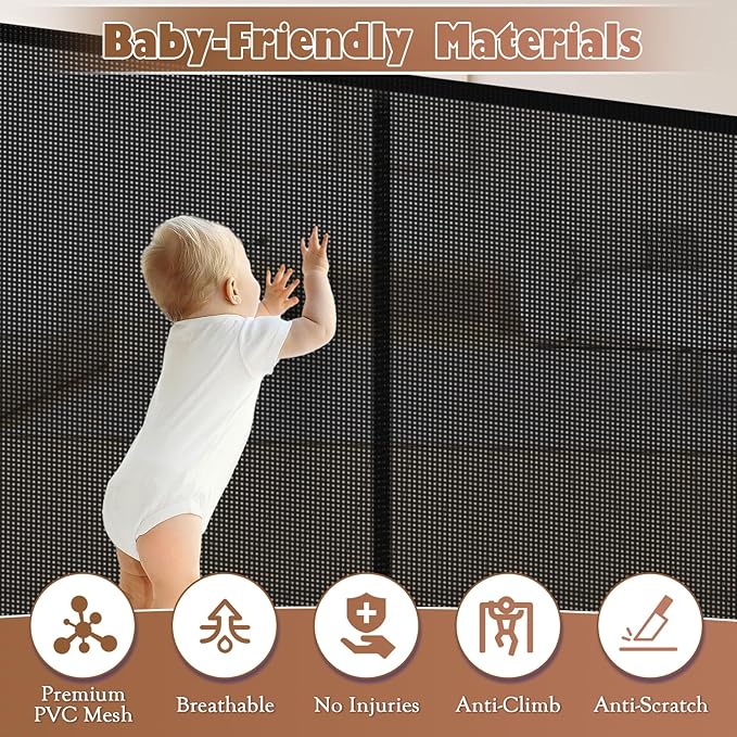 160" Retractable Baby Gate Extra Wide, Mesh Gate Long Child Gate Pet Gate - Image 7