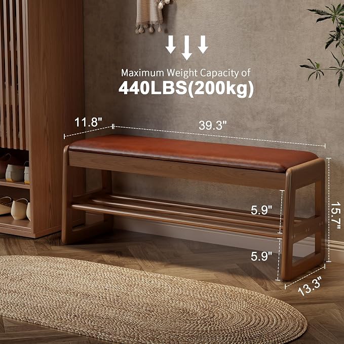 AQIMUELE Shoe Rack Bench, 2 Tiers Shoe Bench - Image 3