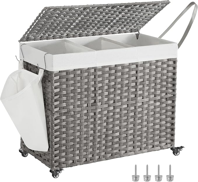 SONGMICS Laundry Hamper with Lid, 42.3 Gallons, Rolling Laundry Basket with by SONGMICSbySONGMICSHOME