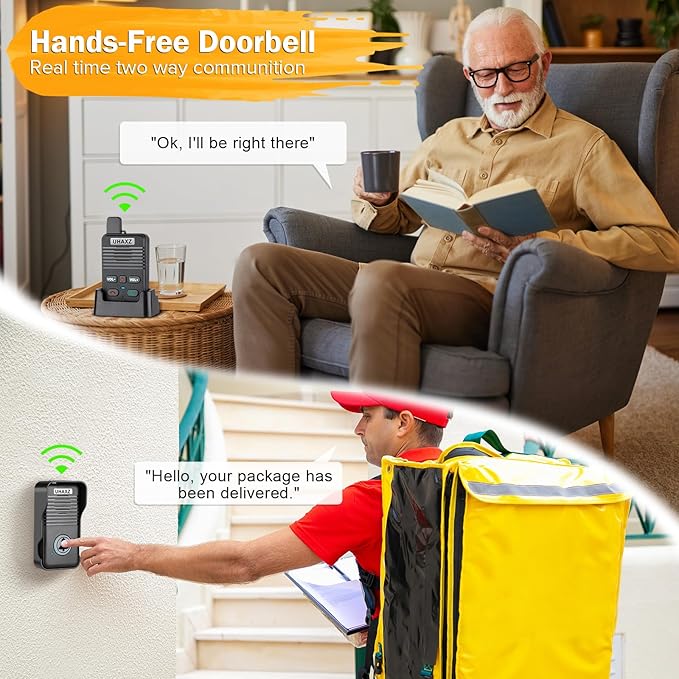 Wireless Doorbell, Hand-Free Door Bell, 1000Ft Long Range, Full Duplex 2 Way - Image 4