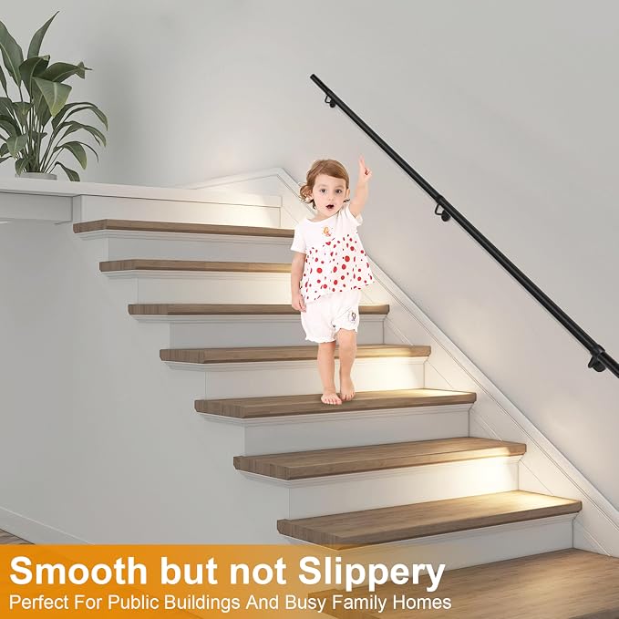 15Ft Industrial Metal Stairs Handrail Kit, Sturdy Wall Mount Aluminum Hand Rail - Image 7