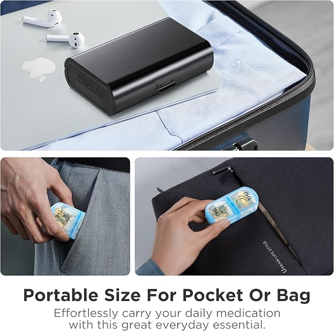 Zannaki Metal XL Weekly Pill Organizer 2 Times a Day, Large Travel Daily Pill - Image 6