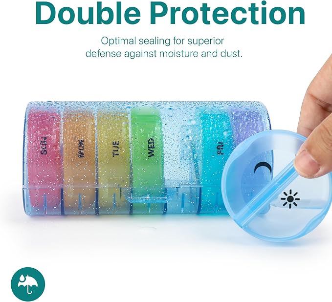 Sukuos Weekly Pill Organizer 7 Day 2 Times a Day, Large Daily Pill Box Easy to - Image 4