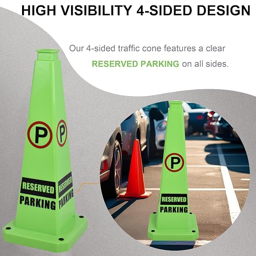 OrangeStar 6-Pack 28" Reserved Parking Cones, Large 4-Sided Message Safety - Image 5