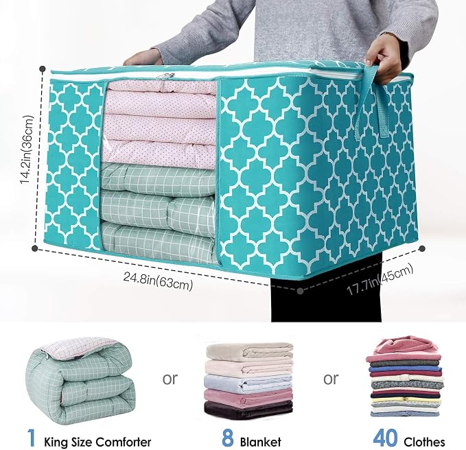 WISELIFE Storage Bags 100L 8-Pack Large Blanket Clothes Organization and - Image 2