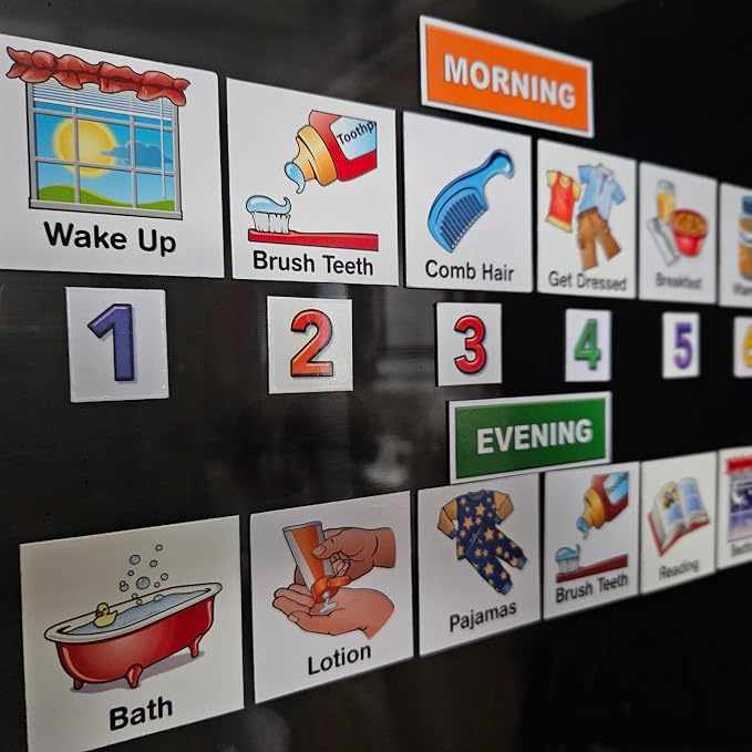 Kids Visual Schedule Magnets and Headings: SchKIDules 93Pc Home Collection - Image 3