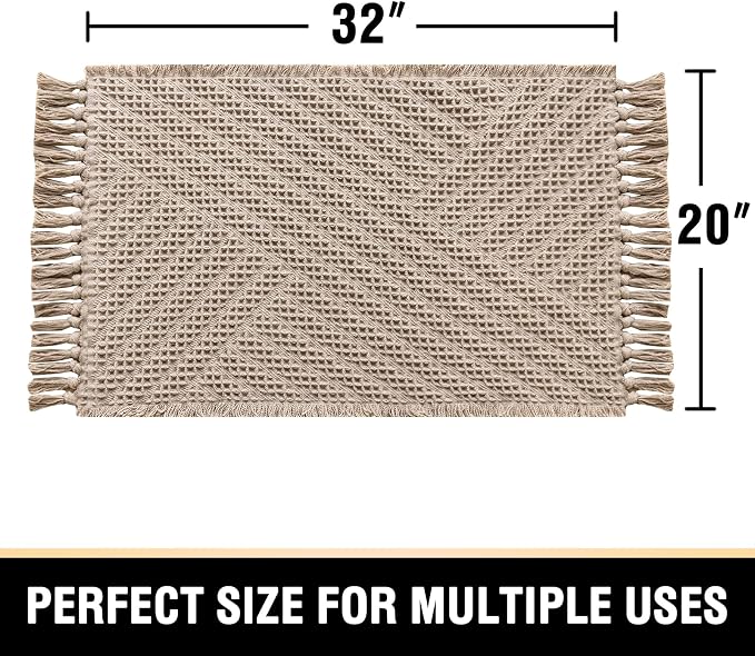 H.VERSAILTEX Waffle Bath Mat Super Absorbent Boho Bath Mat Non Slip Bath Rugs - Image 2
