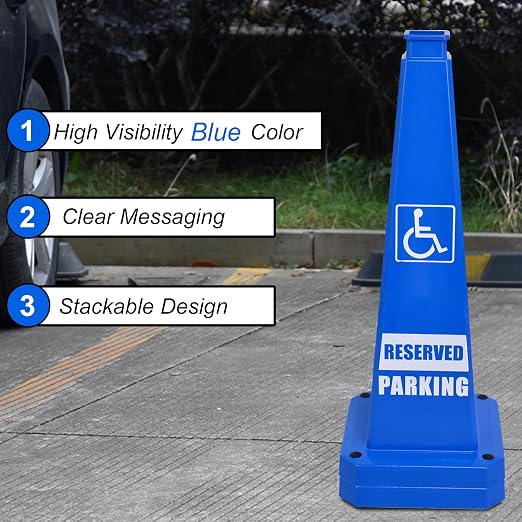 OrangeStar 6-Pack 28" Reserved Parking Cones, Large 4-Sided Message Safety - Image 5