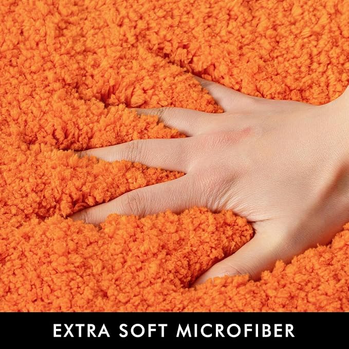 MIULEE Orange Bathroom Rugs Non Slip Bath Mat 24'' x 48'' Shaggy Soft Bath Rug - Image 2