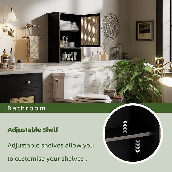 Bathroom Wall Cabinet, Bamboo Over-The-Toilet Storage Organizer - Image 5