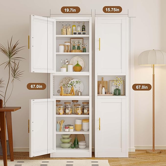 67" Tall Narrow Storage Cabinet Metal Bathroom Cabinet - Image 4