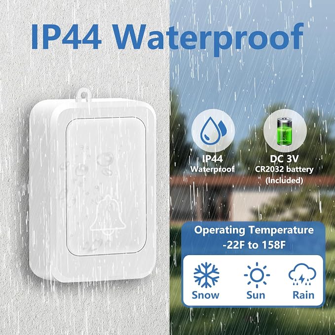 Loud Flash Doorbell with 7 Colors of Bright Light and 4 Volumes, Wireless - Image 7