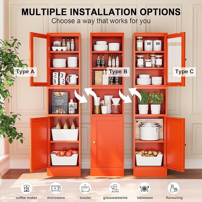 Metal Bathroom Storage Cabinet, Tall Narrow Cabinet - Image 5