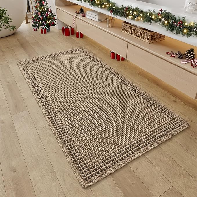 RESARE Waffle Bathroom Runner Rugs, Super Absorbent Bath Mat Non Slip Washable by Resare