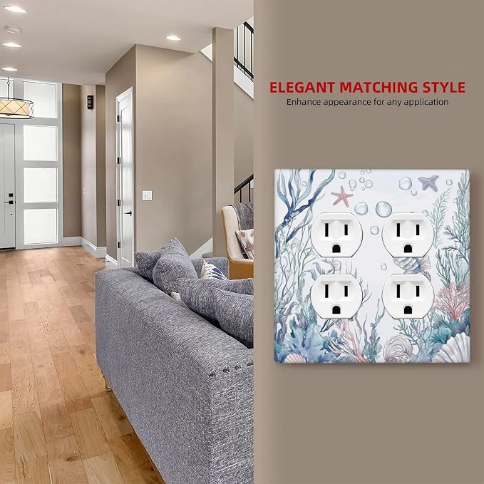 Outlet Covers Ocean Coral Seahorse Seashell Starfish 2 Gang Double Duplex - Image 7