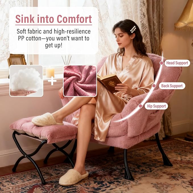 Lazy Chair with Ottoman, Modern Chair with Folding Footrest, Lounge Accent Chair - Image 8