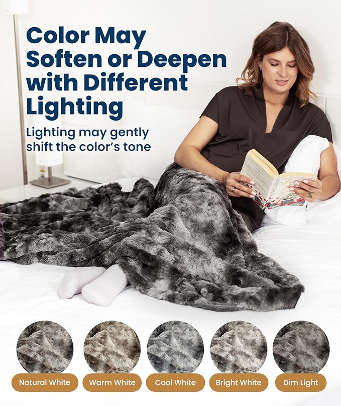 Everlasting Comfort Soft & Comfortable Gray Faux Fur Throw Blanket - Image 6
