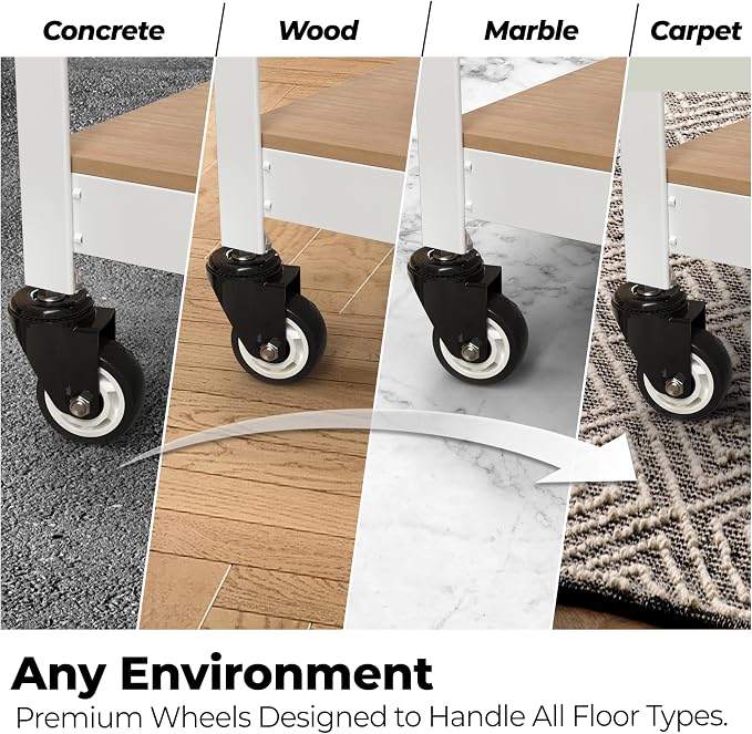 HOMEDANT House 5-Tier Metal Rolling Cart Shelf Rack Casters Heavy Duty - Image 4