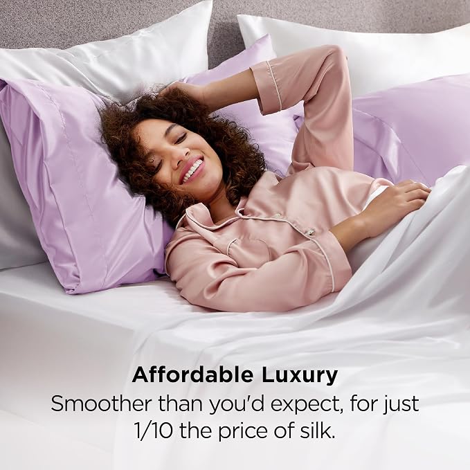 Bedsure Satin Pillowcases, Similar to Silk Pillow Cases Queen Size Set of 2 - Image 5