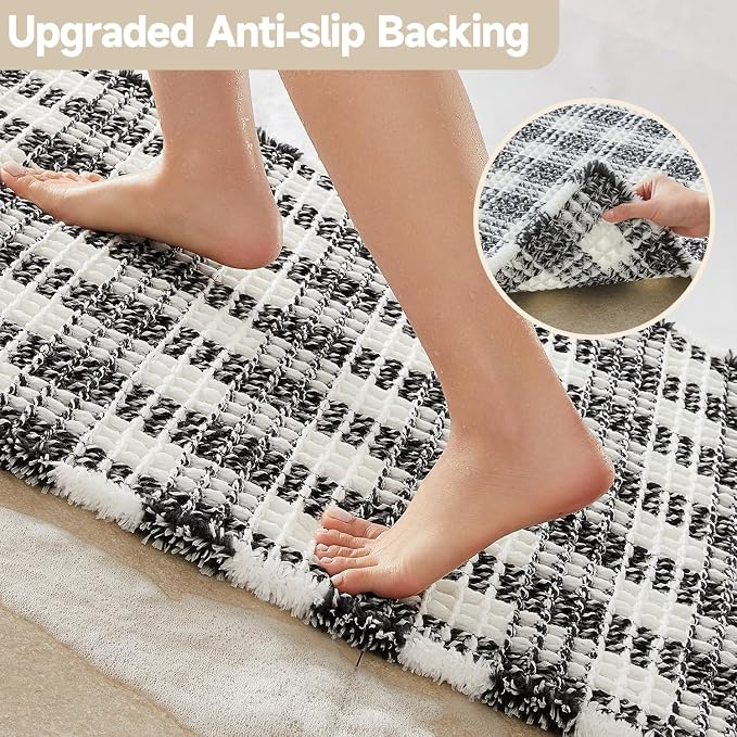 Waffle Runner Rug Bathroom, Long Boho Bathroom Rugs Non Slip Washable Absorbent - Image 4
