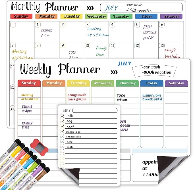 Hivillexun Magnetic Dry Erase Calendar Whiteboard Set - Field & Grace