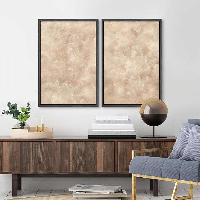 MUDECOR Framed Canvas Print Wall Art Neutral Abstract Minimalist Beige and - Image 4