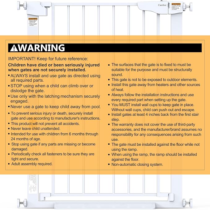 Cumbor 36" Extra Tall Baby Gate - Image 8