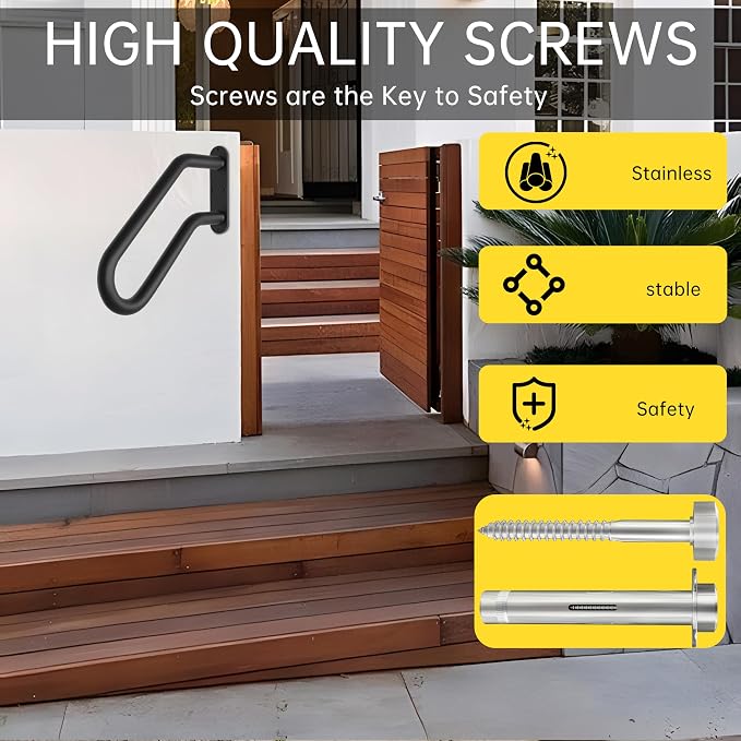 Handrails for Outdoor Steps, Heavy Duty Non-Slip Handrail, U-Shaped Safety Hand - Image 4