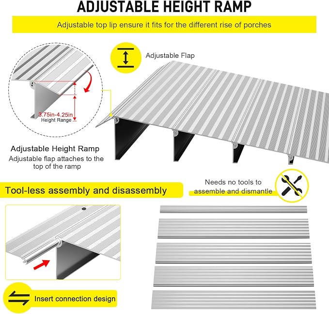 Door Threshold Ramp 4" Rise Door Ramp Aluminum Entry Ramp or Doorways Rated 800 - Image 5