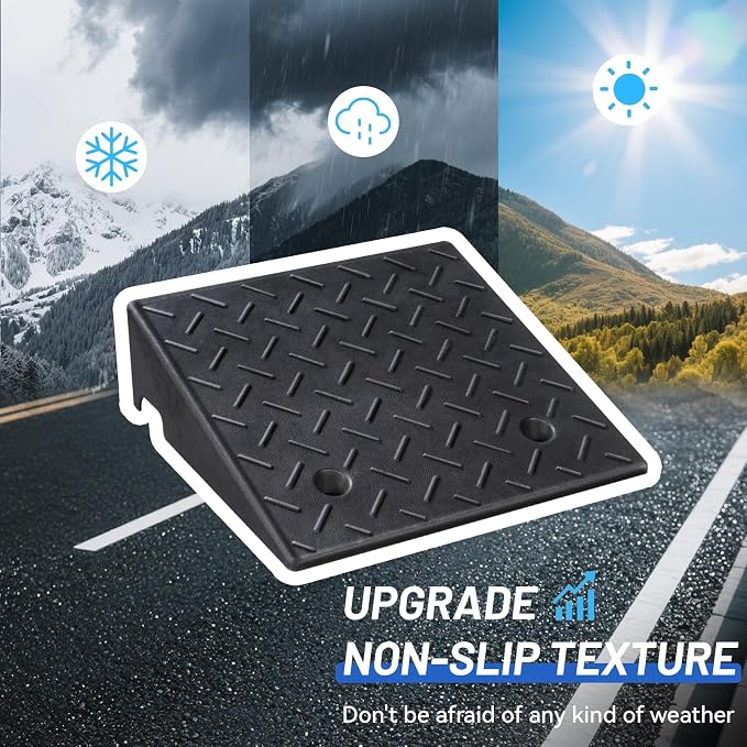 Rubber Curb Ramp, Heavy-Duty 3 T Capacity Threshold Ramps, 19.7" L x 19.7" W - Image 7