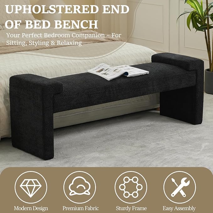 58.7" End of Bed Upholstered Bench Modern Bedroom Bench - Image 6