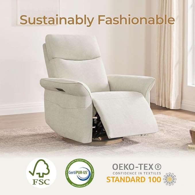 CHITA Power Recliner Chair, Electric Triple-Motor Swivel Glider Nursery Rocking - Image 7